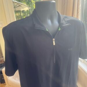 BOSS Men's Sports Polo Shirt with Black and Green Accents